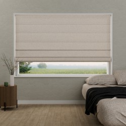 Vouwgordijn Vanessa semi-transparant – natuurlijk geweven, op maat, kettingbediend