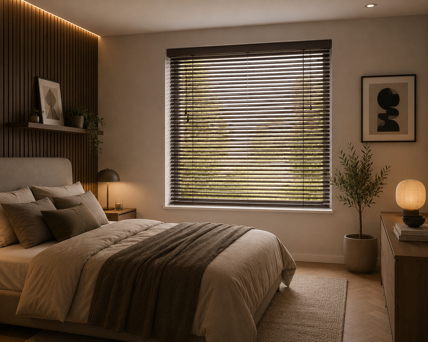 Jaloezie in een moderne slaapkamer