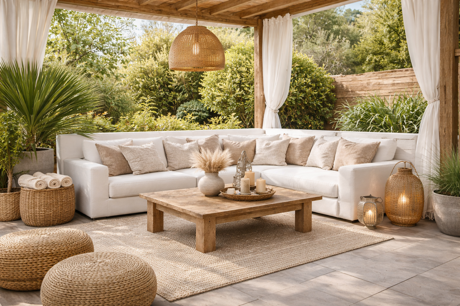 Ibiza-stijl terras met rustieke accenten